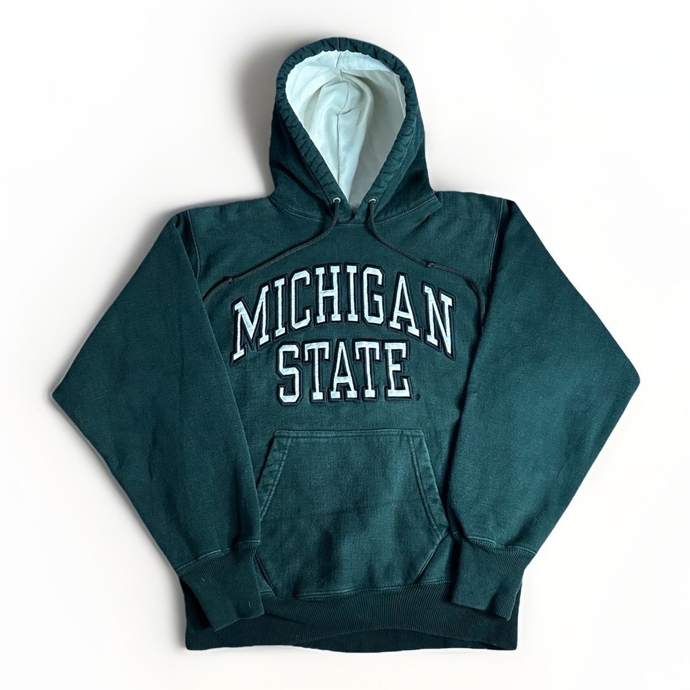VIntage MSU Michigan State Spartans Hoodie Mens Small Green Reverse Weave Y2K